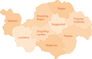 Thematische Karte Landkreise in Niederbayern